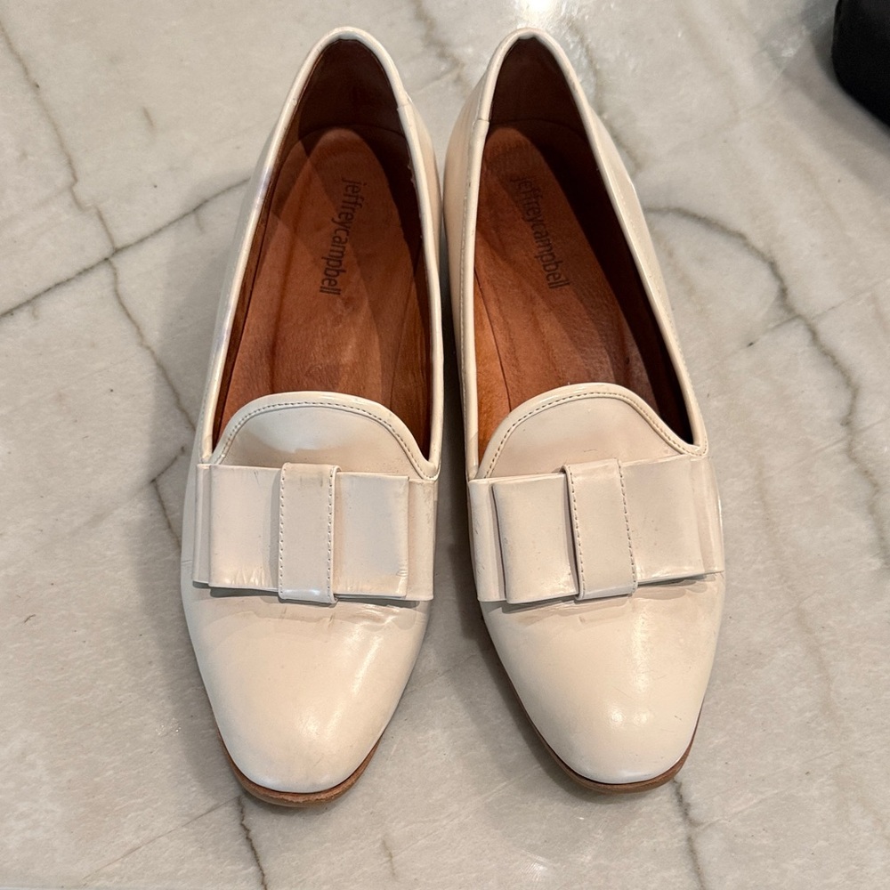 Jeffrey Campbell Abogado Women's Cream Bow Loafers size 9